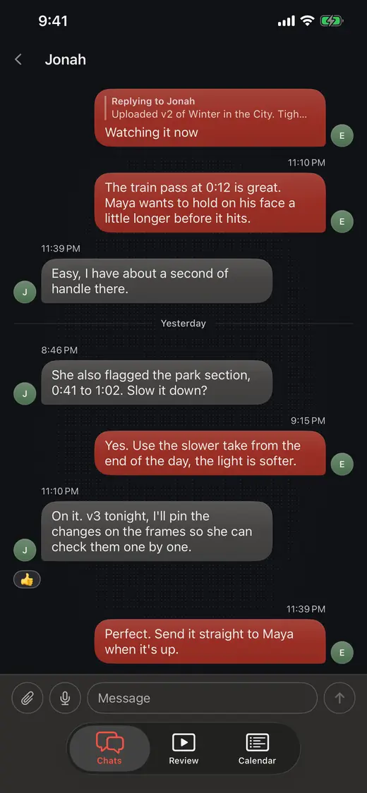 The messages that hang off a job.